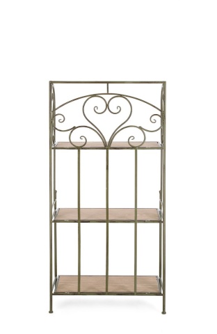 Raft Guenda cu 3 polițe, pliabil, din metal și MDF, verde închis, 60x28x127 cm - Img 4