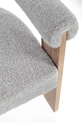 Scaun cu brațe, din material textil buclat, Natural/Gri, 70x60x71 cm - Img 8