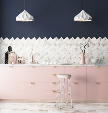 Scaun de bar, design nordic, din lemn masiv și oțel vopsit electrostatic, alb, înălțime 74 cm - Img 5
