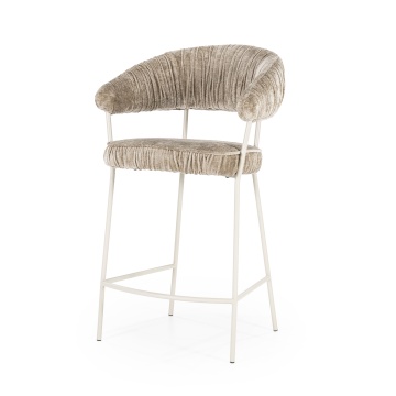 Scaun de bar Lizzy din Țesătură și metal taupe