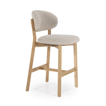 Scaun de bar Mikky din Tesatura taupe si lemn de stejar natur - Img 10