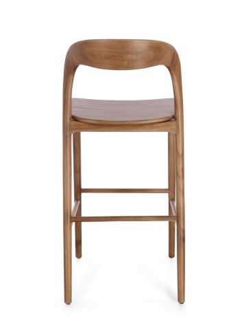 Scaun de bar Miley, din lemn de tec, natural, 48x51.5x102 cm - Img 4
