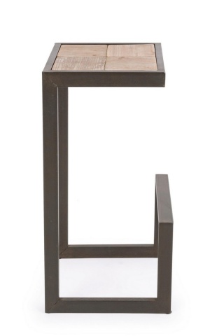 Scaun de bar Nordic din metal și lemn de brad, 36x32x70 cm - Img 5