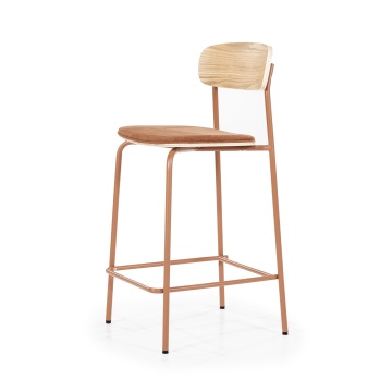 Scaun de bar Skoladin lemn de frasin teracota 95 cm - Img 2