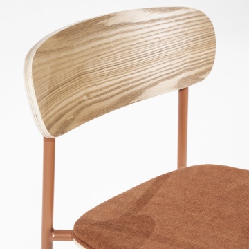 Scaun de bar Skoladin lemn de frasin teracota 95 cm - Img 12