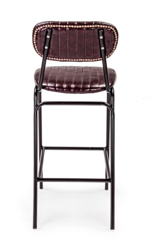Scaun de bar Vintage, din piele ecologică, bordeaux, 44x51x100 cm - Img 4
