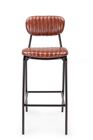 Scaun de bar Vintage, din piele ecologică, portocaliu închis, 44x51x100 cm - Img 3
