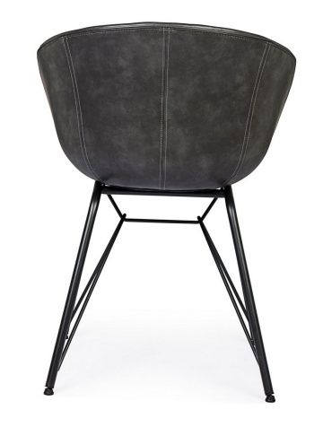 Scaun Nordic din piele ecologică, gri inchis, 59 x 54.5 x 80 cm - Img 4