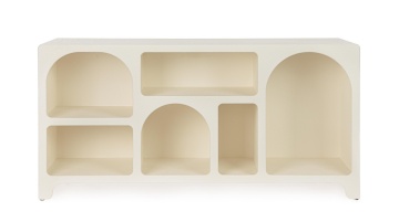 Servanta din MDF, cu efect material, alb crem, 120x35x60 cm - Img 2
