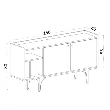 Servanta din pal melaminat Canopus stejar 150x80x40 cm - Img 3