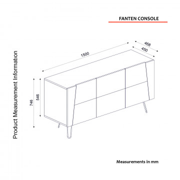 Servanta din pal melaminat Fanten neagra 150x74,6x46,8 cm - Img 3