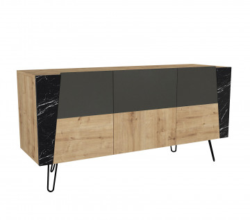 Servanta din pal melaminat Fanten neagra 150x74,6x46,8 cm