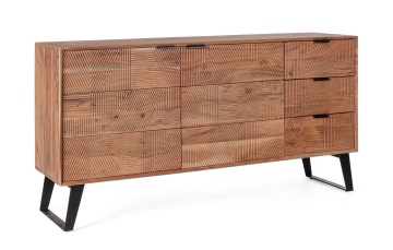 Servanta Isar cu 2 uși și 3 sertare, din lemn de acacia, 160x40x80 cm