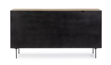 Servanta Stanwood cu 3 uși și 1 sertar, furnir de stejar și oțel, finisaj natural, 160x40x85 cm - Img 4