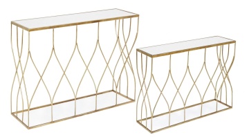 Set 2 console Elenor, din oțel și sticlă