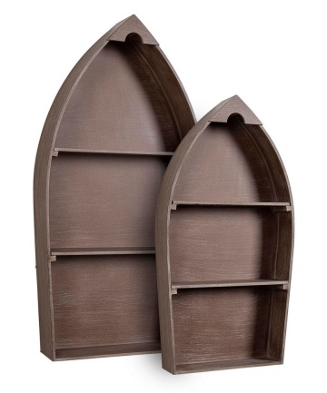 Set 2 etajere decorative în formă de barcă, finisaj natural - Img 2