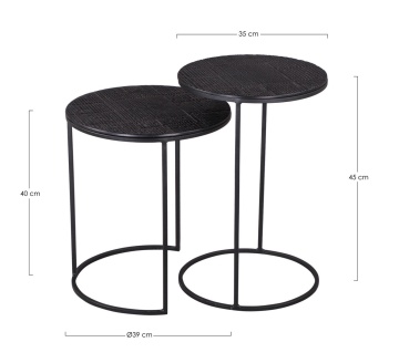 Set 2 măsuțe de cafea rotunde Aziza, din oțel și aluminiu, diametru 39 și 35 cm - Img 2