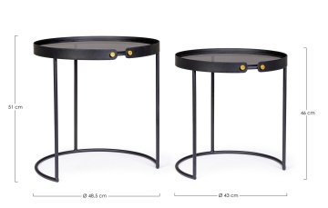 Set 2 măsuțe de cafea rotunde Zeina, din oțel și sticlă securizată - Img 2