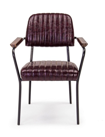Set 2 scaune Nelly, cu brațe, piele ecologică, bordo, 60x63x81 cm - Img 3