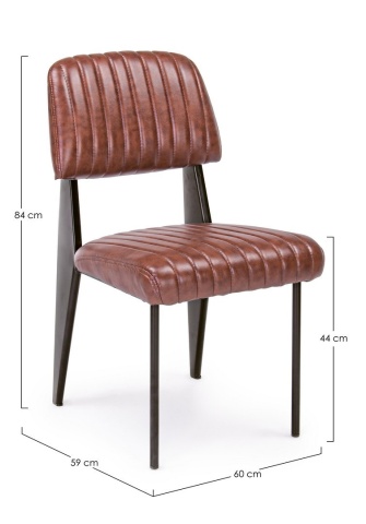 Set 2 scaune Nelly, cu brațe, piele ecologică, maro, 60x59x81 cm - Img 2
