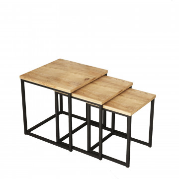 Set 3 masute de cafea patrate pin 40 cm, 35 cm, 30 cm