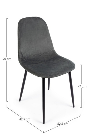 Set 4 scaune Irelia, din catifea, Gri închis, 52,5x42,5x90 cm - Img 3