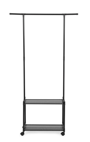 Set de 2 cuiere stativ Roald, cu roți, din oțel, negru, 86x35x156 cm - Img 2