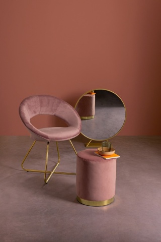 Set de 2 fotolii Vanity, din catifea roz cu picioare aurii, 58x69x81 cm - Img 8