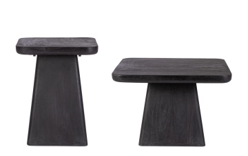 Set de 2 măsuțe de cafea pătrate Fuji, din lemn de mango cu finisaj nitrocelulozic, 60x60x40 cm, 40x40x50 cm - Img 3