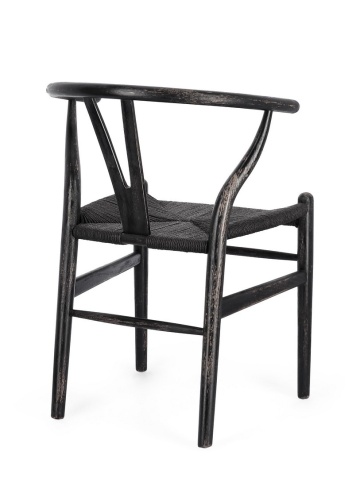 Set de 2 Scaun din lemn de fag cu șezut împletit, natural/negru, 50 x 49.5 x 77 cm - Img 2