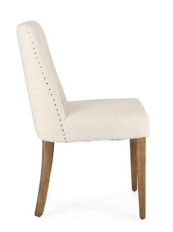 Set de 2 scaune Beatriz, cu ținte metalice, tapițerie din poliester cu efect buclé, natur, 48x57x88 cm - Img 5