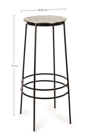 Set de 2 scaune de bar Amira, metal auriu antichizat, diametru 36 cm, înălțime 77 cm - Img 2