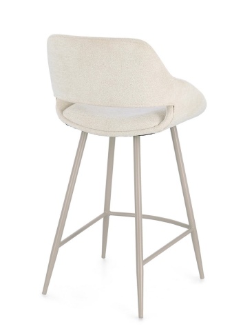 Set de 2 scaune de bar Florence, tapițate, cu picioare din metal, crem, 50x50x97 cm - Img 2