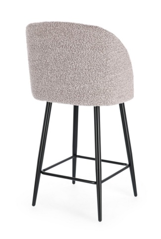 Set de 2 scaune de bar Queen, cu tapițerie din material boucle, negru/bej - Img 2