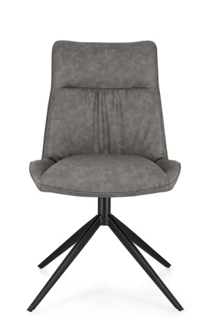 Set de 2 scaune din piele ecologică și oțel vopsit electrostatic, Gri, 50 x 64 x 86 cm - Img 3
