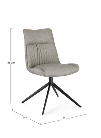Set de 2 scaune din piele ecologică și oțel vopsit electrostatic, Taupe, 50 x 64 x 86 cm - Img 2