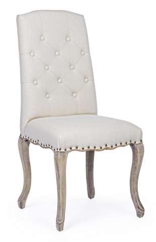 Set de 2 scaune Diva, căptușite, cadru din lemn și tapițerie din textil, albe, 51x53x99 cm