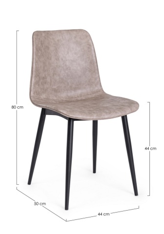 Set de 2 scaune Kyra, piele ecologică bej, picioare metalice negre - Img 2