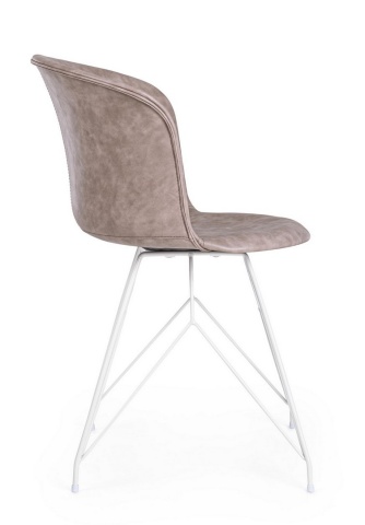 Set de 2 scaune Loft din piele ecologică bej, cadru din oțel alb, 56 x 54 x 76 cm - Img 5