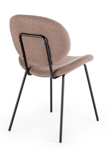 Set de 2 scaune Maddie, din țesătură bouclé și metal, maro, 52x60x80 cm - Img 2