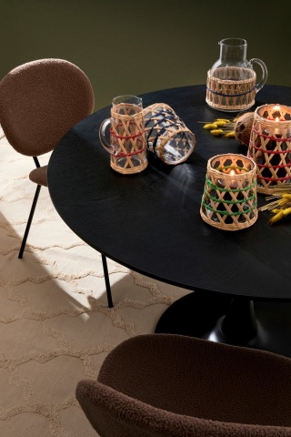 Set de 2 scaune Maddie, din țesătură bouclé și metal, maro, 52x60x80 cm - Img 11
