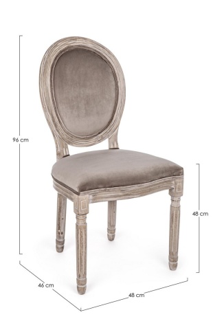 Set de 2 scaune Mathilde, tapițate cu efect de catifea, taupe - Img 2
