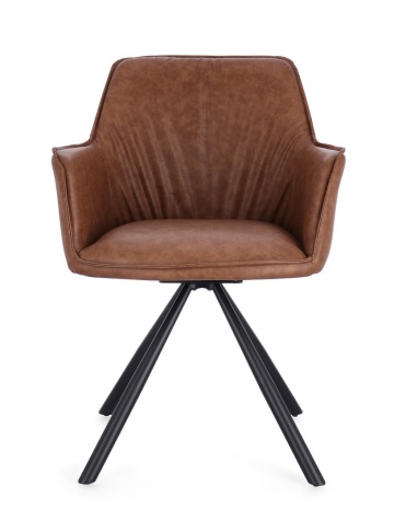 Set de 2 scaune pivotante din piele ecologică, maro deschis, 59.5x61x84 cm - Img 3