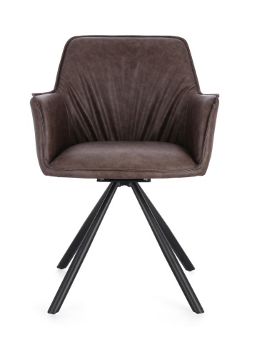 Set de 2 scaune pivotante din piele ecologică, maro închis, 59.5x61x84 cm - Img 3
