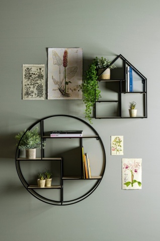 Set de 4 Etajere stil Nordic în formă de casă, metal și MDF, 40x14x50 cm - Img 4