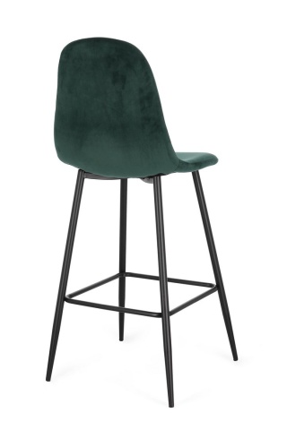 Set de 4 scaune de bar Irelia, cu picioare din oțel negru și tapițerie catifea verde închis, 75 cm - Img 2
