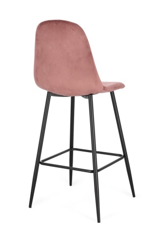 Set de 4 scaune de bar Irelia, cu picioare din oțel negru și tapițerie catifea roz, 75 cm - Img 2