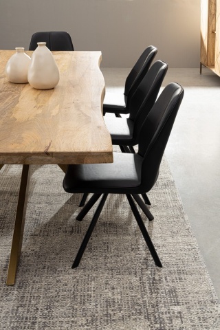 Set de 4 scaune din piele ecologică și picioare din oțel vopsit electrostatic, negru, 44x62x88 cm - Img 8