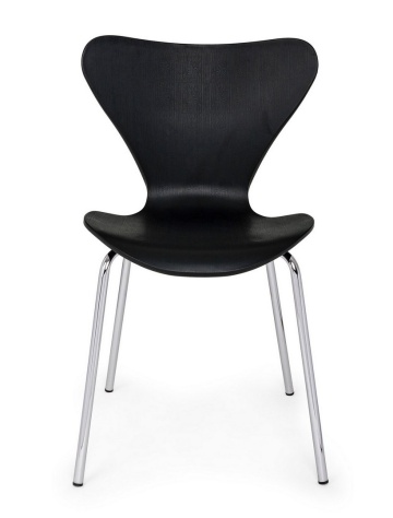 Set de 4 scaune moderne Tessa, plastic și metal, negru - Img 3
