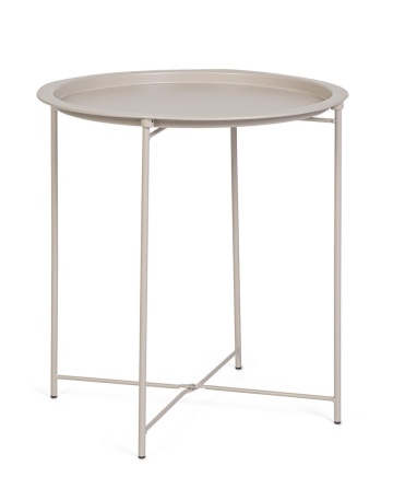 Set de 6 Măsuțe de cafea Hilmar, rotundă, din oțel vopsit electrostatic, bej, 47 x 51 cm